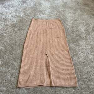 Free People Skyline Midi Skirt Womens Tan Ribbed Front Split